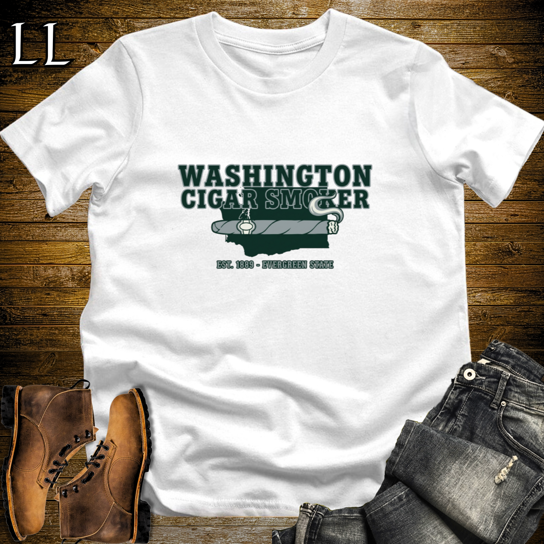 Washington Cigar Smoker T-Shirt White | Washington Cigar Lover Gift Tee