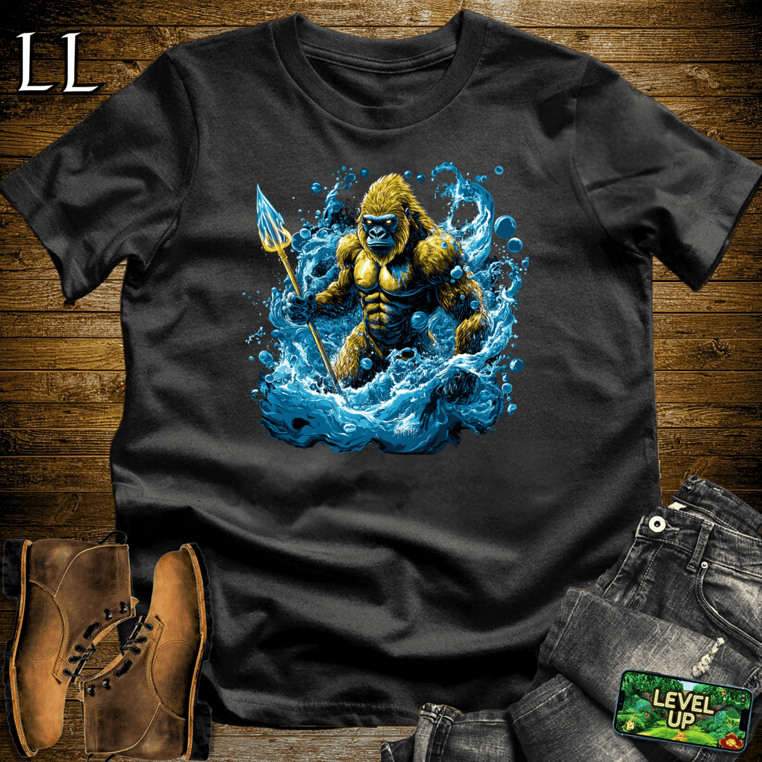 Water Gorilla Softstyle Tee Black | Funny Water Sports Tee