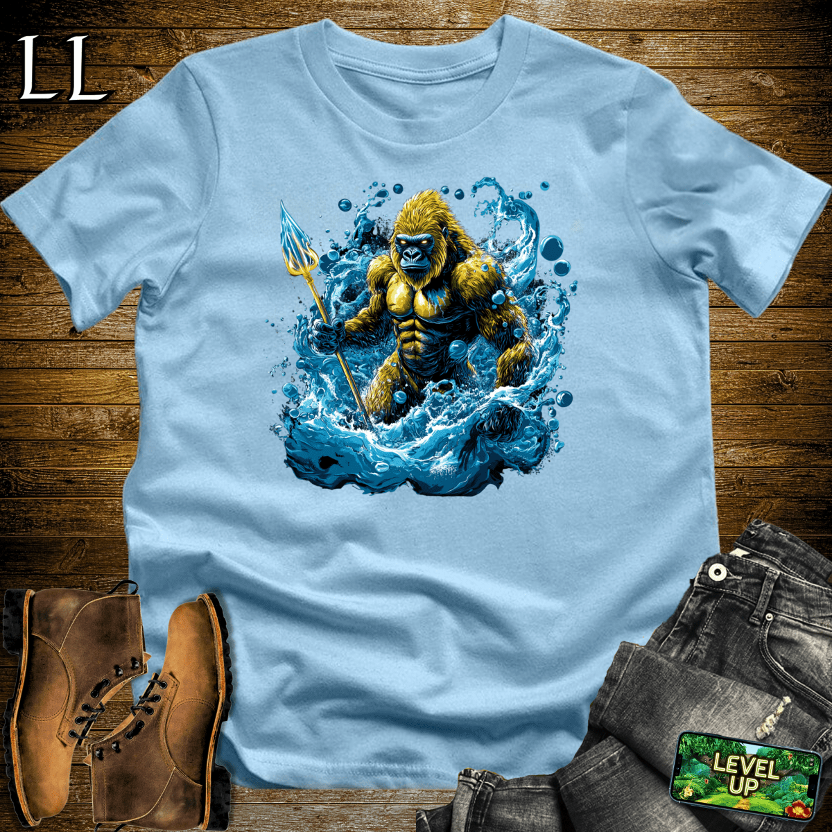 Water Gorilla Softstyle Tee Light Blue | Funny Water Sports Tee