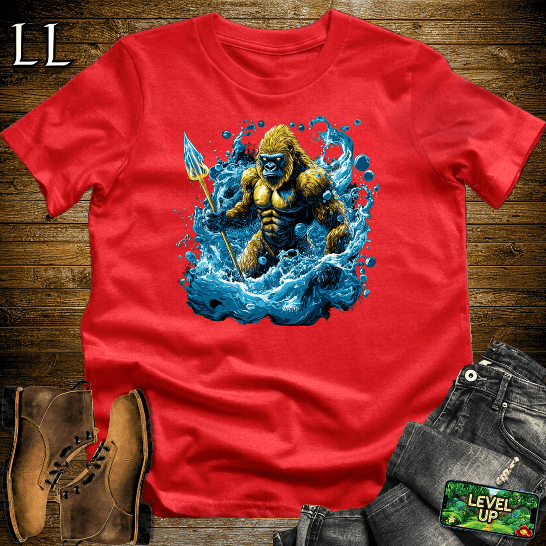 Water Gorilla Softstyle Tee Red | Funny Water Sports Tee