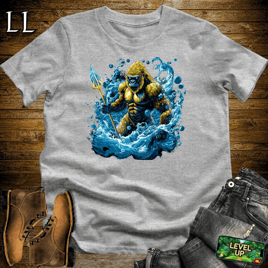 Water Gorilla Softstyle Tee Sport Grey | Funny Water Sports Tee