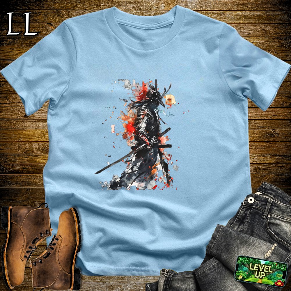 Watercolor Samurai Softstyle Tee Light Blue | Artistic Warrior Tee