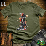 Watercolor Samurai Softstyle Tee Military Green | Artistic Warrior Tee