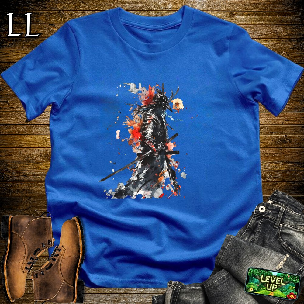 Watercolor Samurai Softstyle Tee - Royal - LegacyLayers