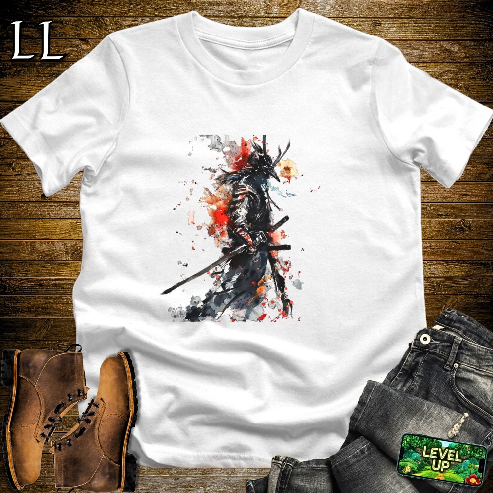 Watercolor Samurai Softstyle Tee - White - LegacyLayers