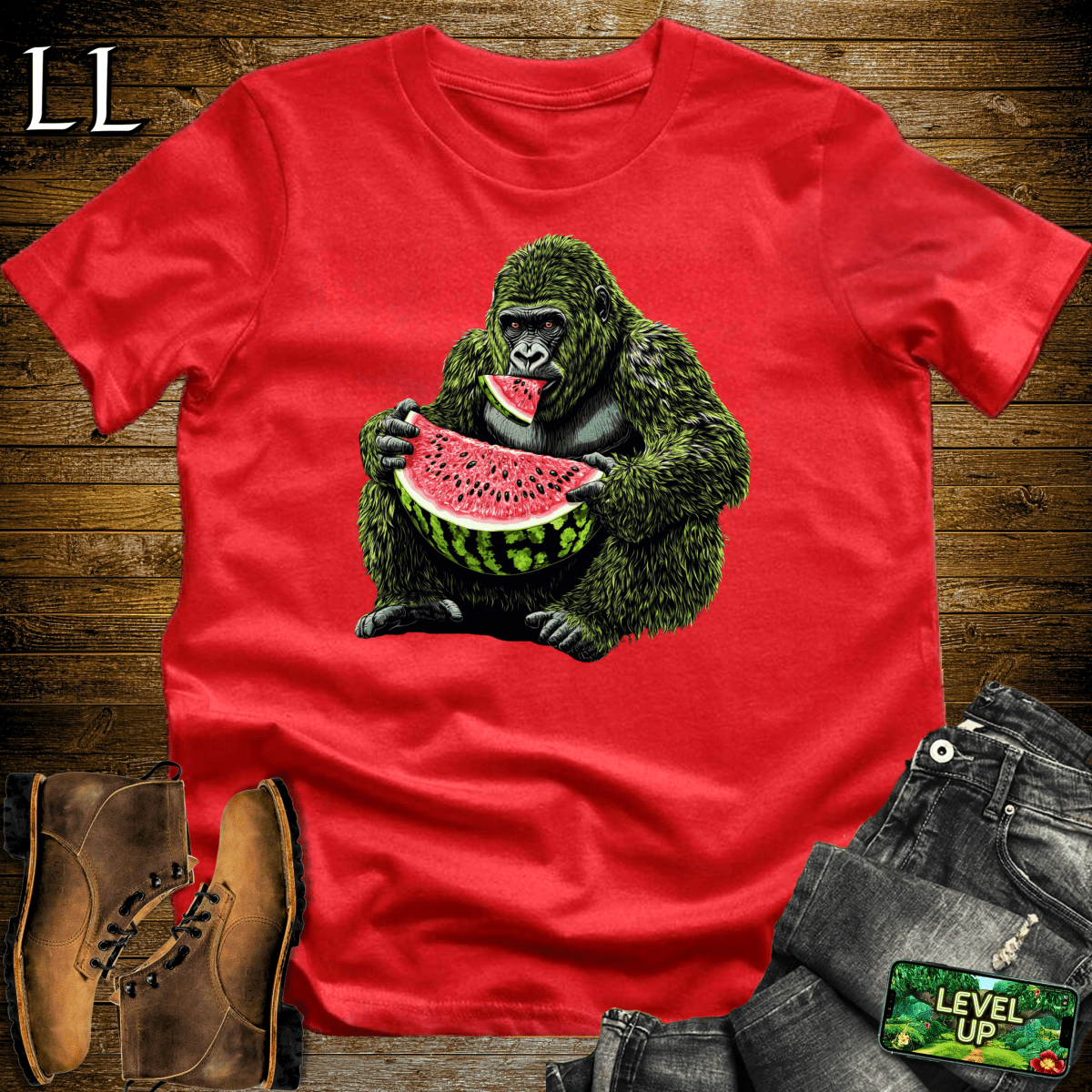 Watermelon Gorilla Softstyle Tee - Red - LegacyLayers