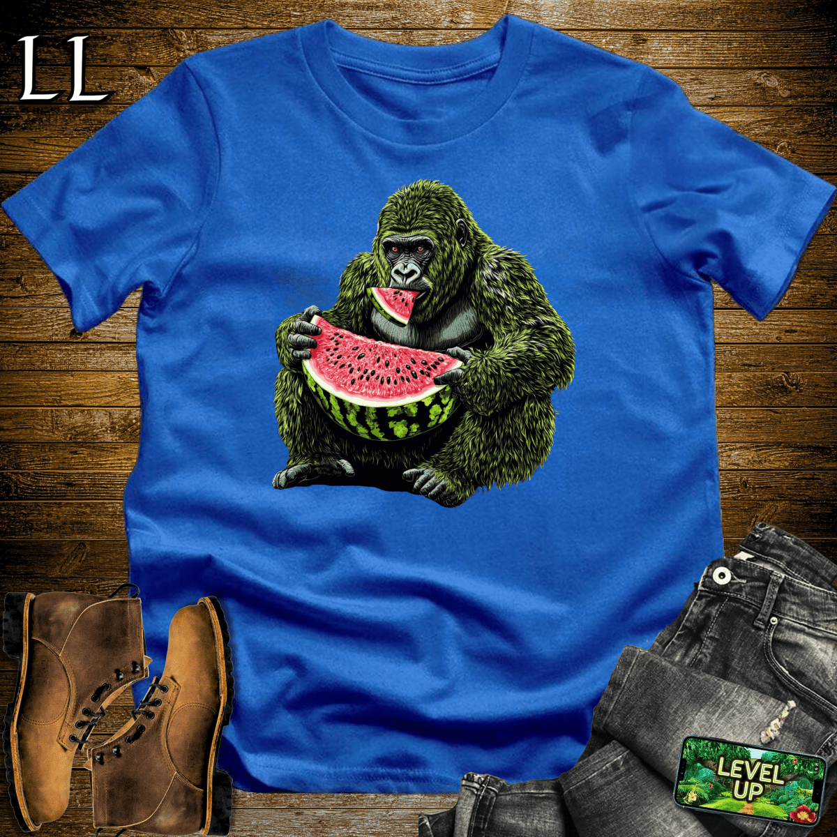 Watermelon Gorilla Softstyle Tee - Royal - LegacyLayers