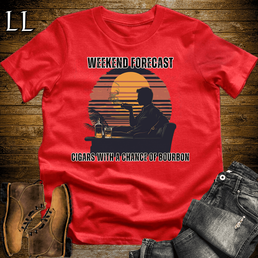Weekend Forecast Cigar Softstyle T-Shirt Red | Cigar Gift