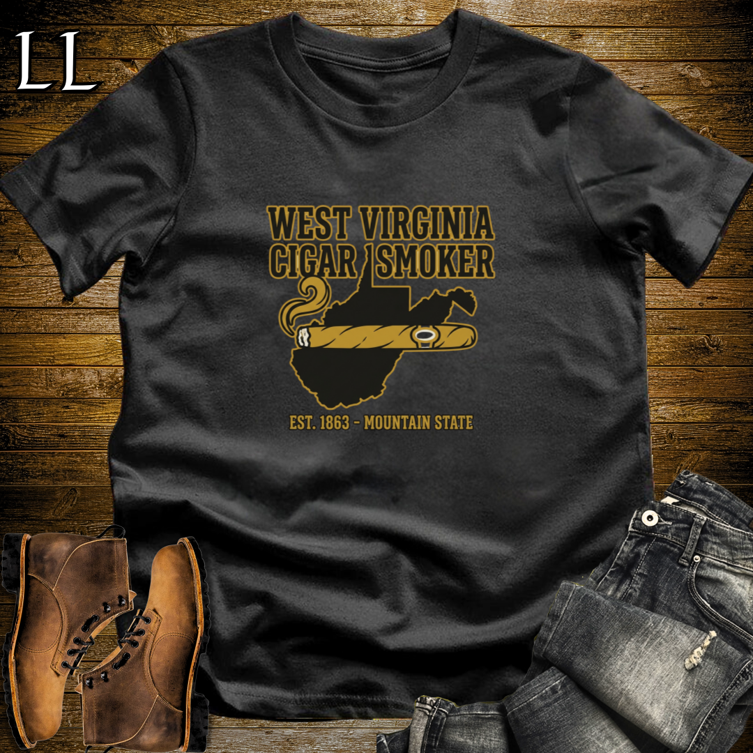 West Virginia Cigar Smoker T-Shirt Black | WV Cigar Gift