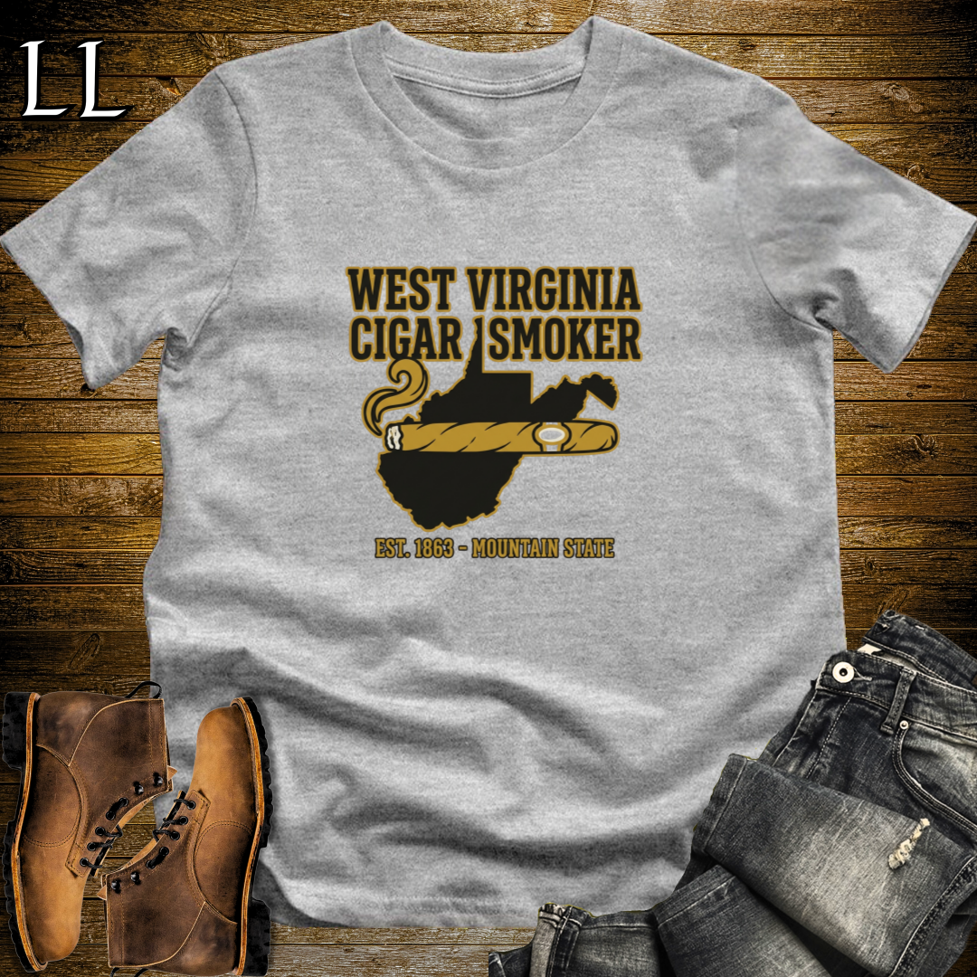 West Virginia Cigar Smoker T-Shirt Sport Grey | WV Cigar Gift