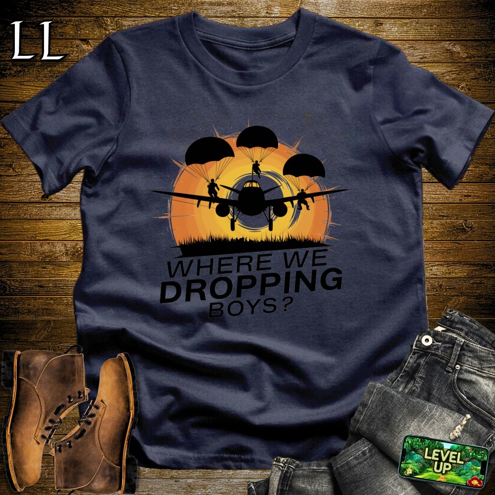 Where We Dropping Boys Softstyle Tee - Navy - LegacyLayers