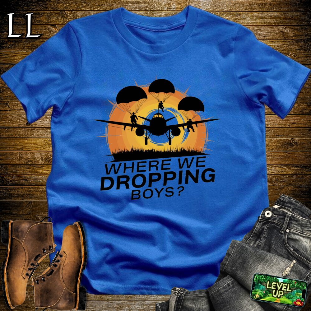 Where We Dropping Boys Softstyle Tee - Royal - LegacyLayers