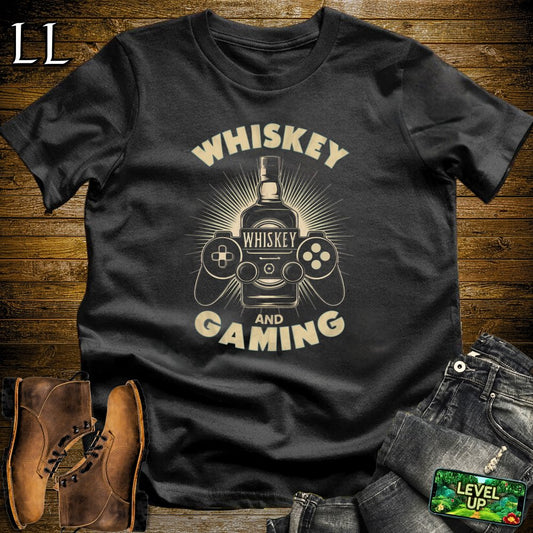 Whiskey and Gaming Softstyle Tee - Black - LegacyLayers