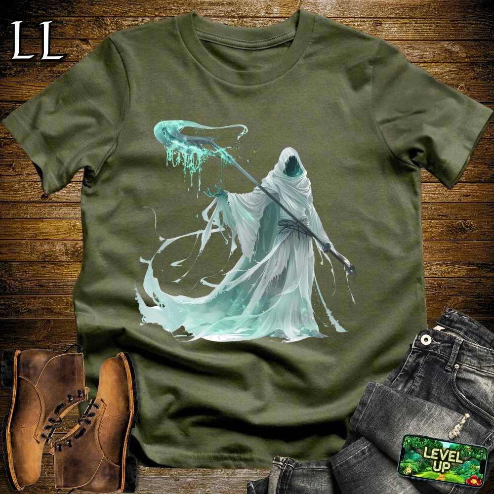 White Grim Reaper Softstyle Tee - Military Green - LegacyLayers