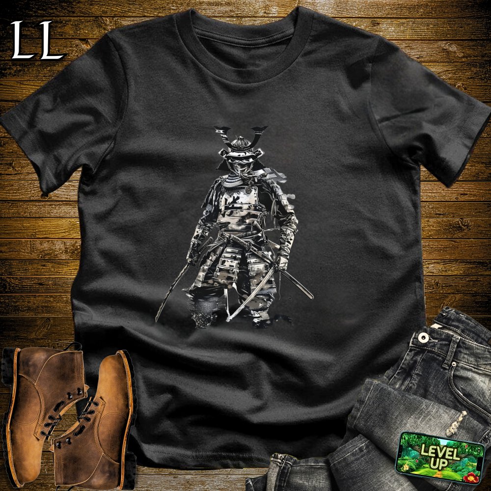 White Samurai Softstyle Tee Black | Minimalist Warrior Tee