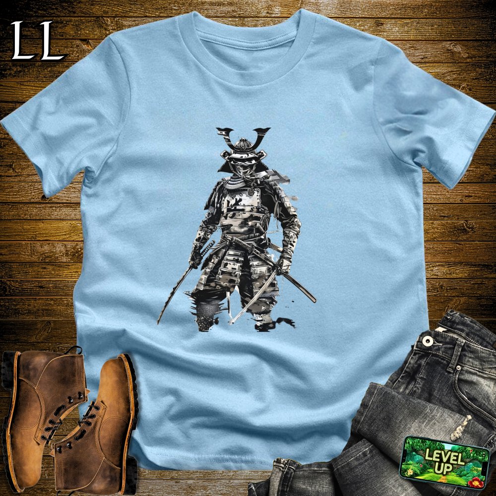 White Samurai Softstyle Tee Light Blue | Minimalist Warrior Tee