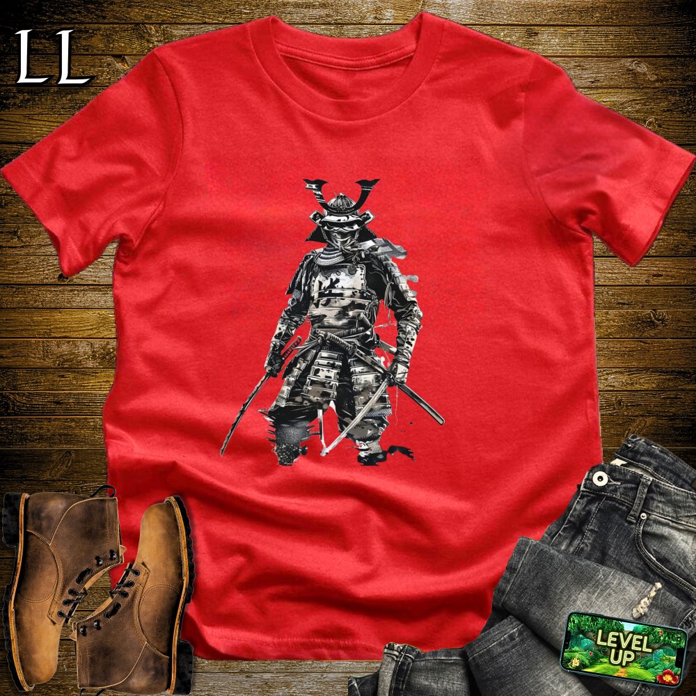 White Samurai Softstyle Tee Red | Minimalist Warrior Tee