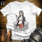 Ceniza's Smoke Break Cigar Girl T-Shirt White | Cigar Pin-Up Girl Tee