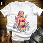 Rosa's Smoke Break Cigar Girl T-Shirt White | Cigar Pin-Up Girl Tee