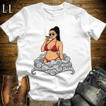 Valentina's Smoke Break Cigar Girl T-Shirt White | Cigar Pin-Up Girl Tee