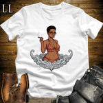 Sienna's Smoke Break Cigar Girl T-Shirt White | Cigar Pin-Up Girl Tee