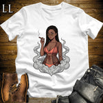 Camila's Smoke Break Cigar Girl T-Shirt White | Cigar Pin-Up Girl Tee