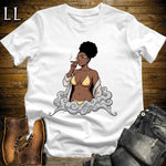 Solana's Smoke Break Cigar Girl T-Shirt White | Cigar Pin-Up Girl Tee