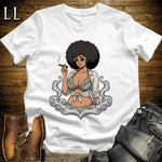 Coco's Smoke Break Cigar Girl T-Shirt White | Cigar Pin-Up Girl Tee