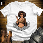Leona's Smoke Break Cigar Girl T-Shirt White | Cigar Pin-Up Girl Tee