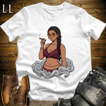 Reina's Smoke Break Cigar Girl T-Shirt White | Cigar Pin-Up Girl Tee