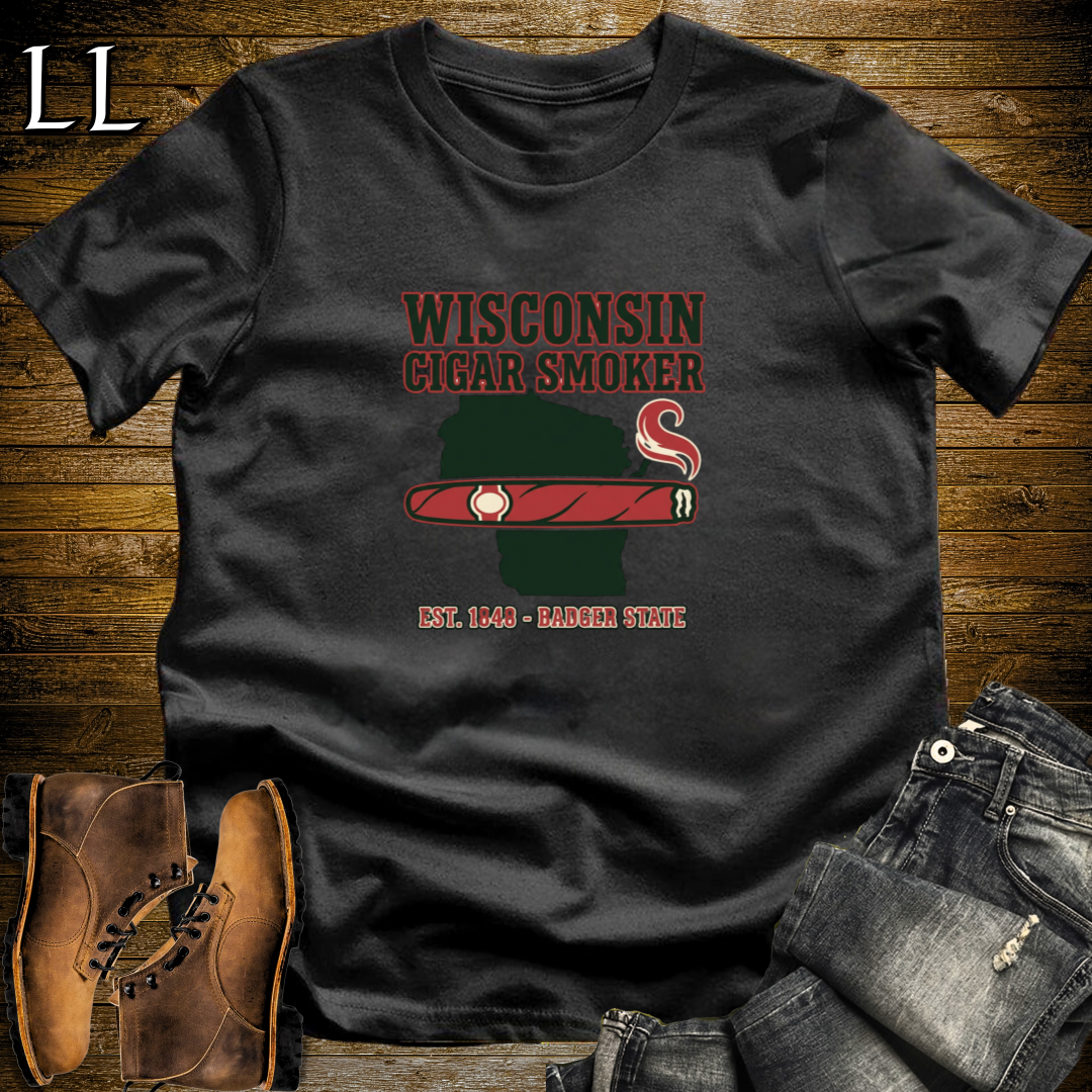 Wisconsin Cigar Smoker T-Shirt Black | Wisconsin Cigar Smoker Gift Tee