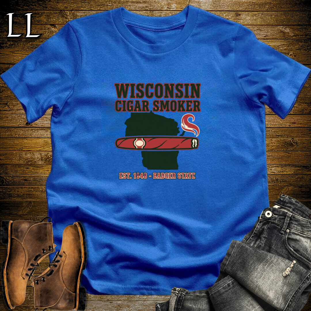 Wisconsin Cigar Smoker T-Shirt Royal Blue | Wisconsin Cigar Smoker Gift Tee