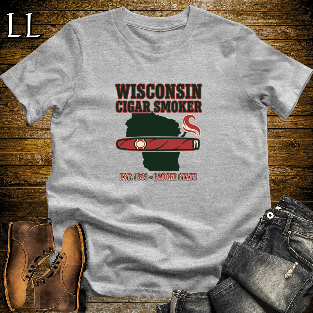 Wisconsin Cigar Smoker T-Shirt Sport Grey | Wisconsin Cigar Smoker Gift Tee