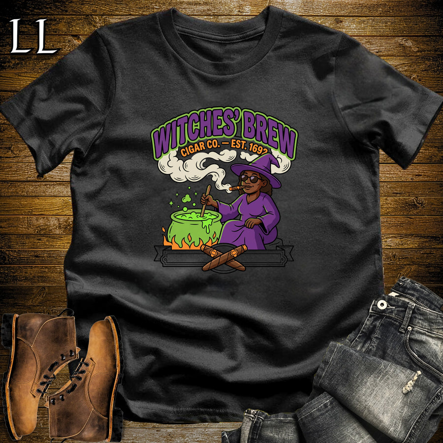 Witches' Brew Cigar Co Vintage Label Black Woman T-Shirt Black | Halloween Cigar Shirt