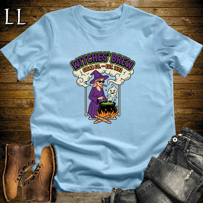 Witches' Brew Cigar Co Vintage Label White Woman T-Shirt in Light Blue | Halloween Cigar Shirt