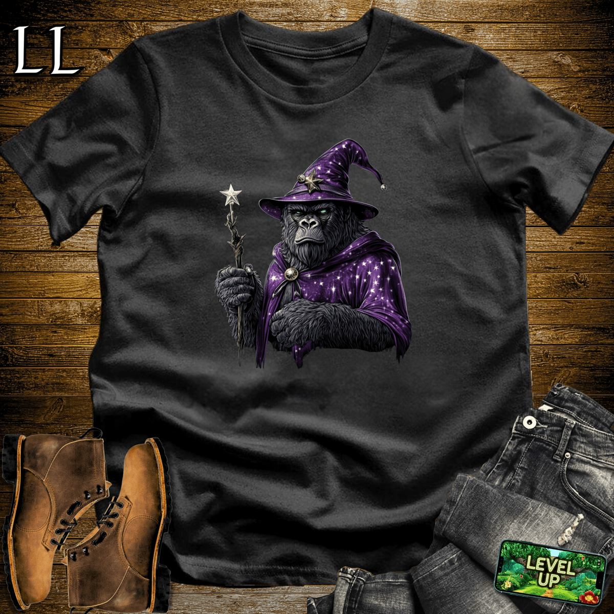 Wizard Gorilla Softstyle Tee - Black - LegacyLayers