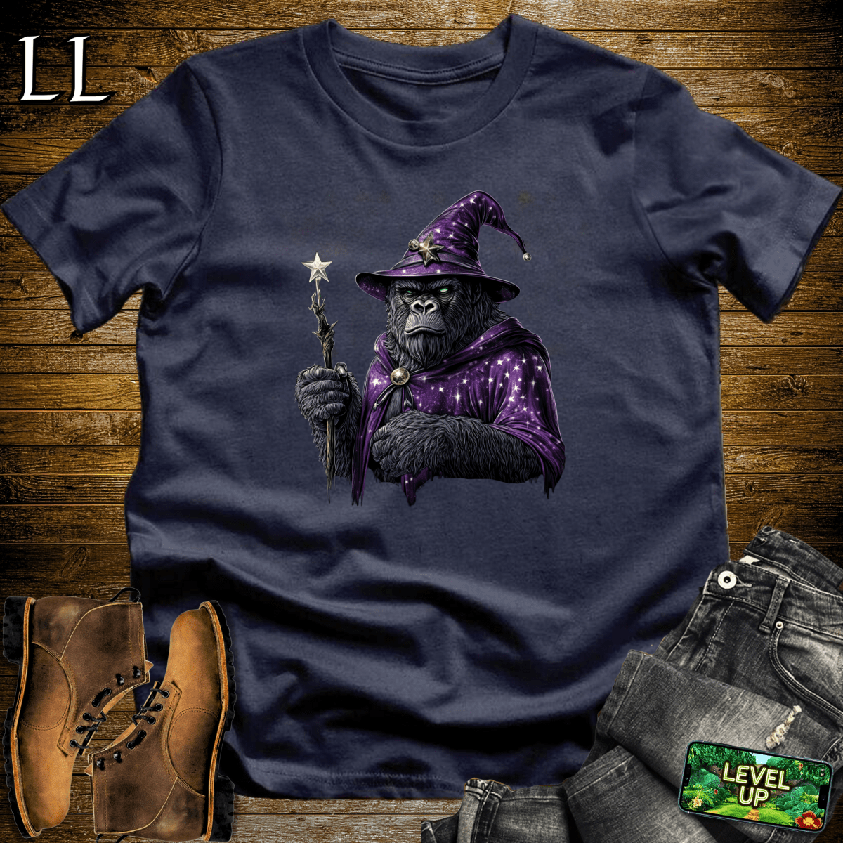 Wizard Gorilla Softstyle Tee - Navy - LegacyLayers