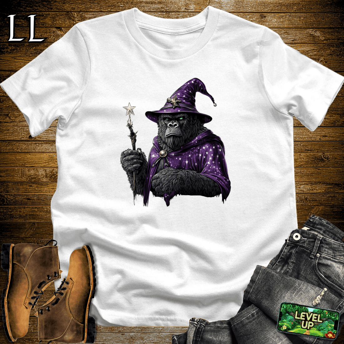 Wizard Gorilla Softstyle Tee White | Funny Wizard Gorilla Tee