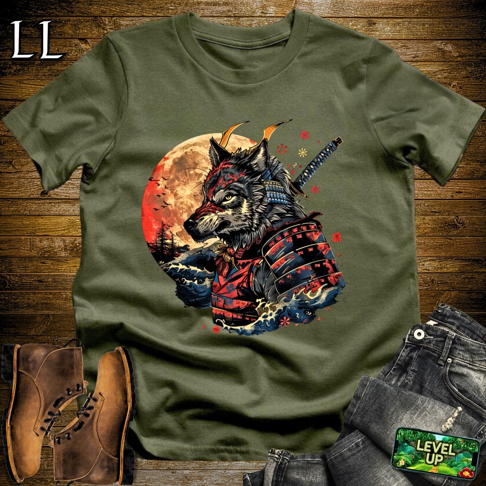 Wolf Samurai Softstyle Tee - Military Green - LegacyLayers