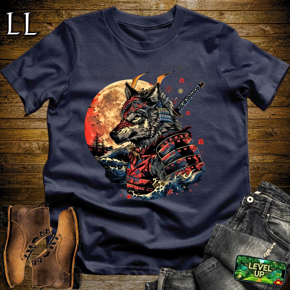Wolf Samurai Softstyle Tee Navy | Warrior Spirit Tee