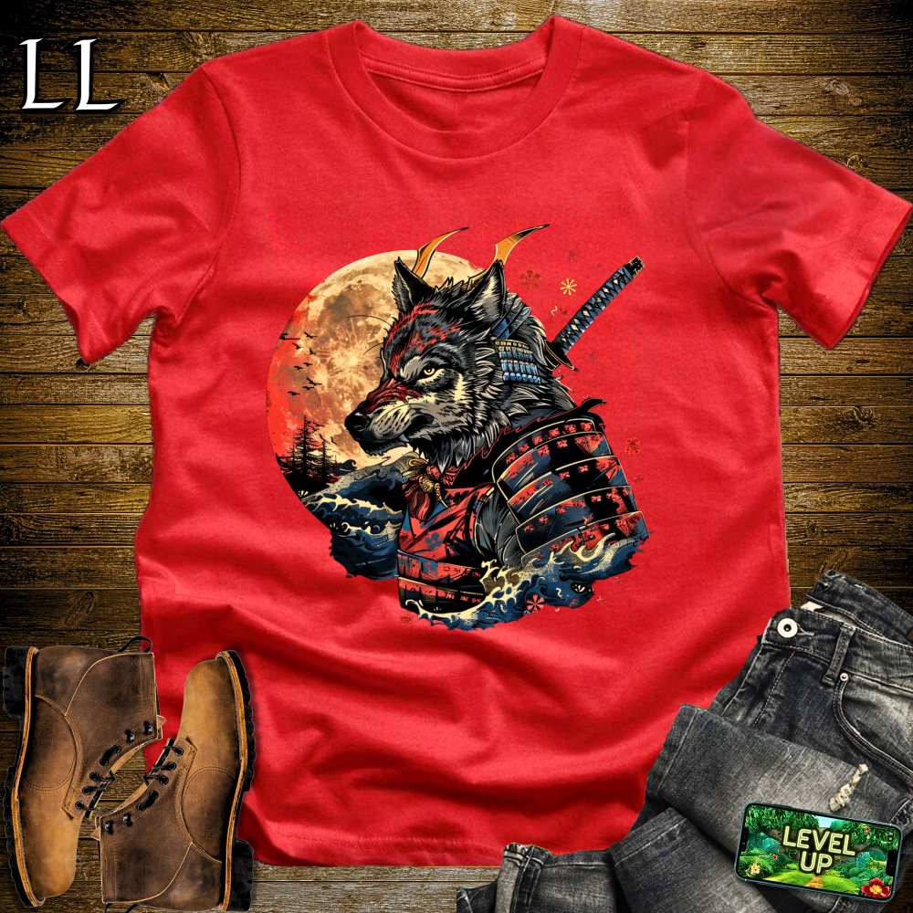 Wolf Samurai Softstyle Tee - Red - LegacyLayers