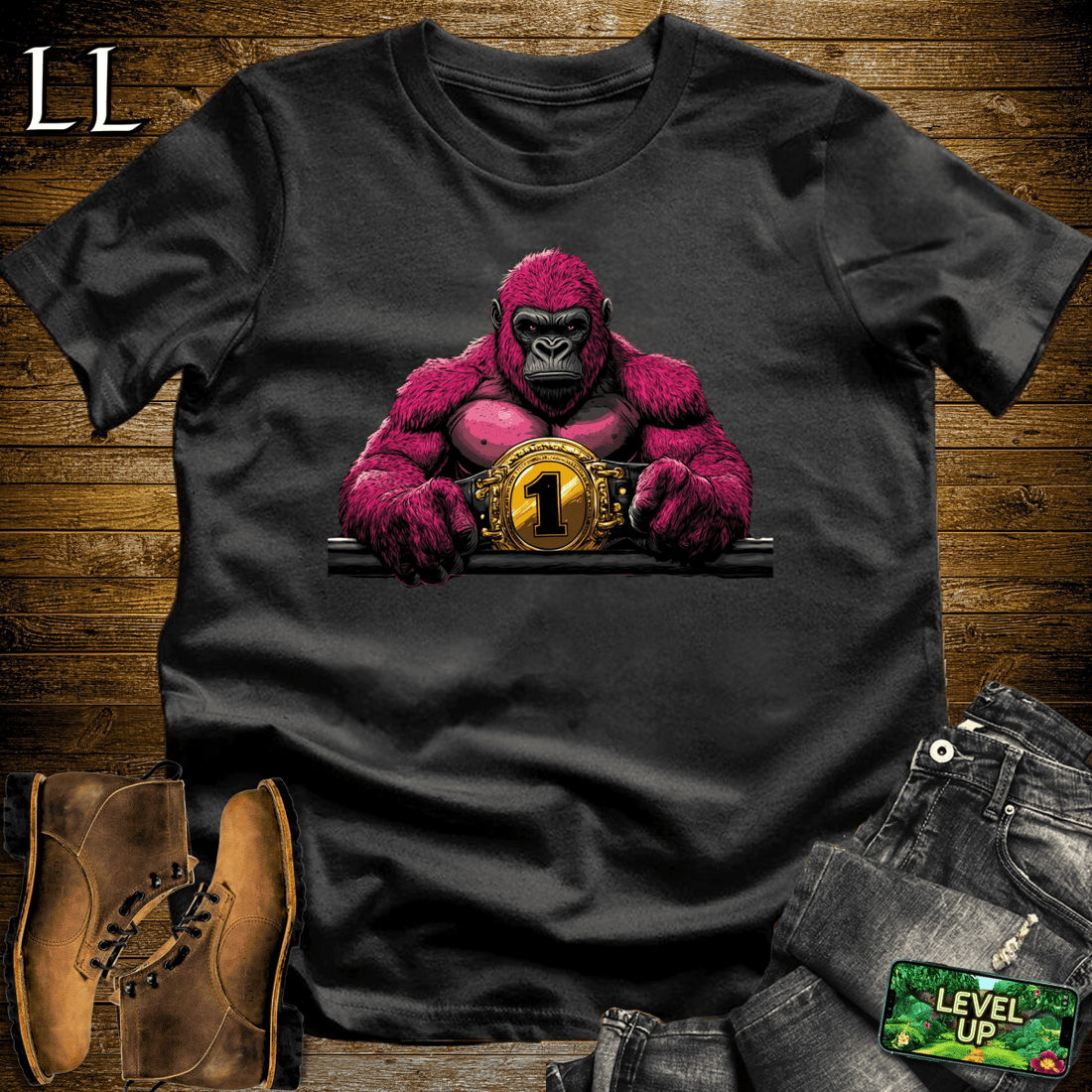 World Champ Belt Gorilla Softstyle Tee Black | Champ Gorilla Tee