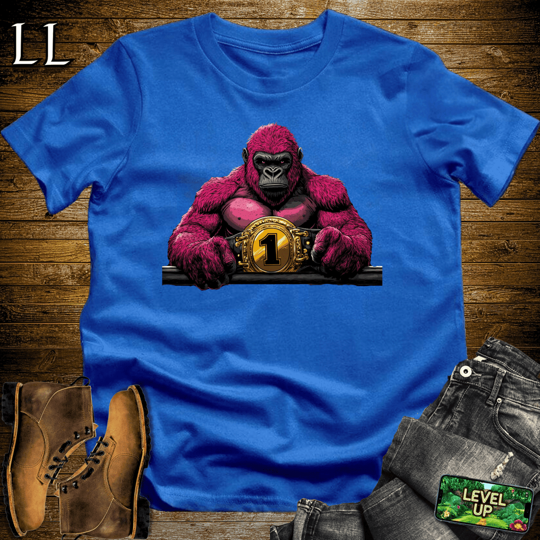 World Champ Belt Gorilla Softstyle Tee Royal | Champ Gorilla Tee