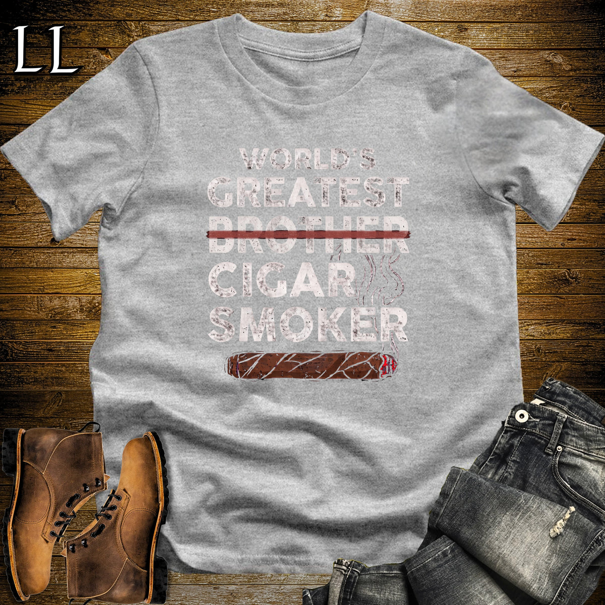 Worlds Greatest Brother Cigar Smoker T-Shirt Sport Grey | Cigar Lover Gift Tee