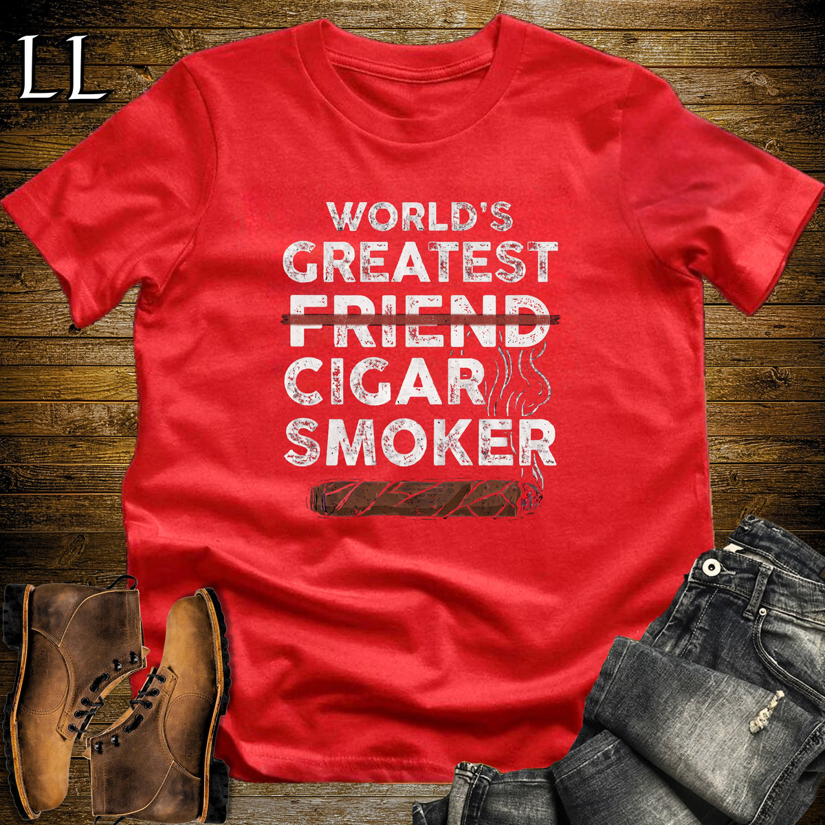 Worlds Greatest Friend Cigar Smoker T-Shirt Red | Cigar Lover Gift Tee