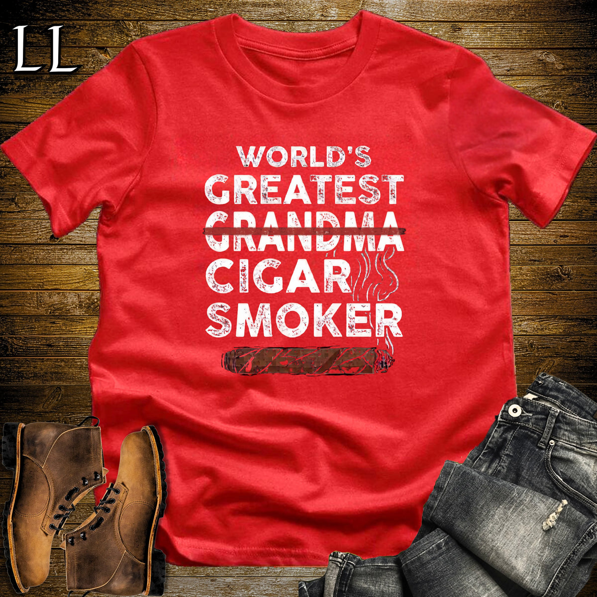Worlds Greatest Grandma Cigar Smoker T-Shirt Red | Cigar Lover Gift