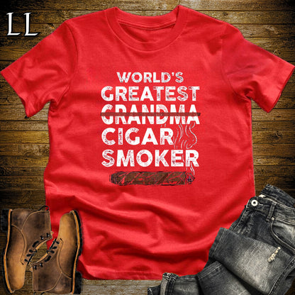Worlds Greatest Grandma Cigar Smoker T-Shirt Red | Cigar Lover Gift