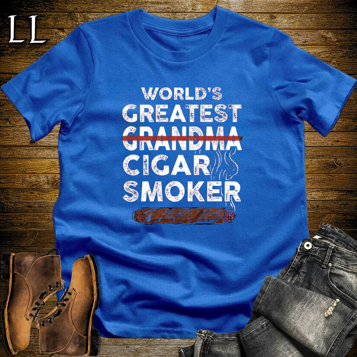 Worlds Greatest Grandma Cigar Smoker T-Shirt Royal | Cigar Lover Gift