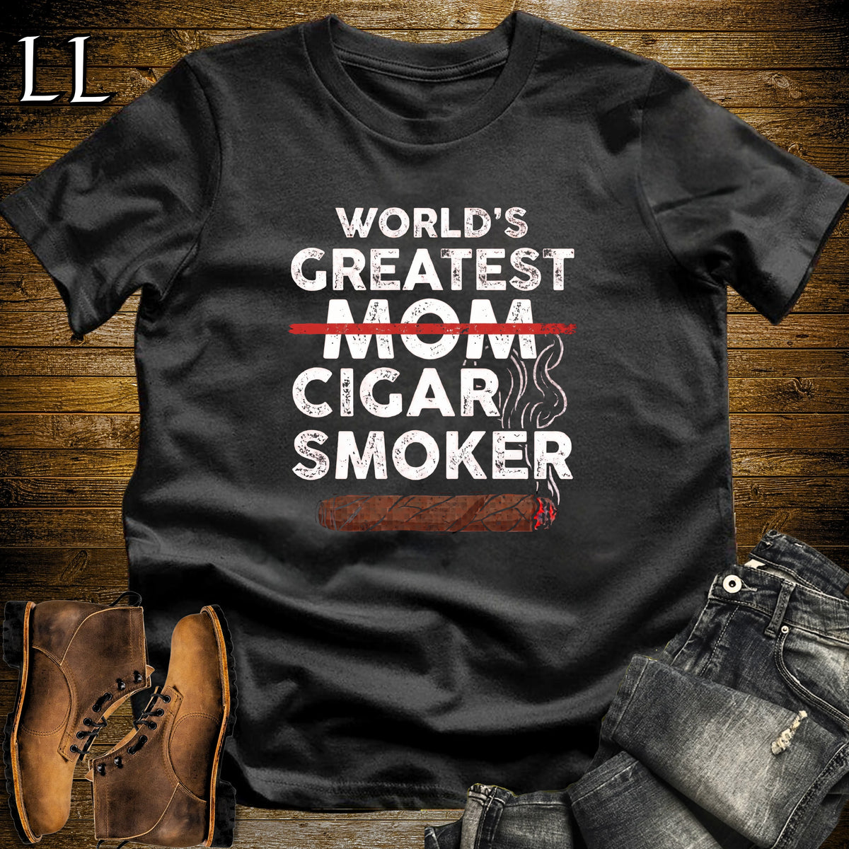 Worlds Greatest Mom Cigar Smoker T-Shirt Black | Cigar Lover Gift Tee