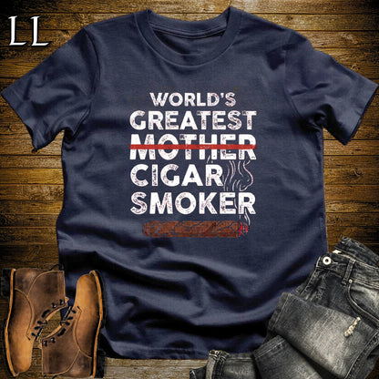 Worlds Greatest Mother Cigar Smoker T-Shirt Navy | Cigar Lover Gift